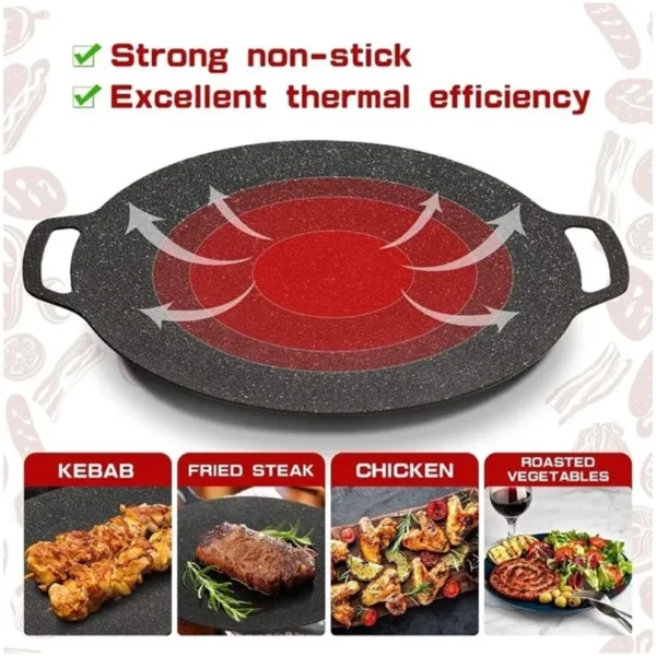 Korean Non-Stick Smokeless Grill Pan | BBQ Frying Pan | Indoor & Outdoor Camping Grill Plate