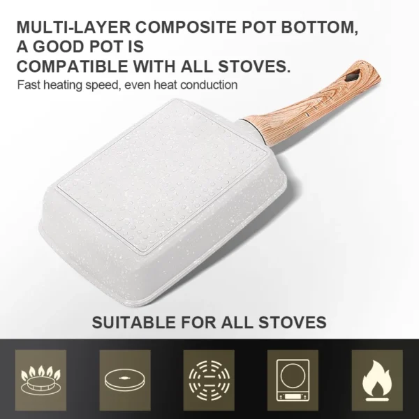 SUPVIBE 35cm Japanese Tamagoyaki Pan | Non-Stick Square Frying Pan | Egg & Pancake Breakfast Pan | All Stove Compatible