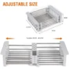 Expandable Over-Sink Dish Drying Rack | Stainless Steel Basket & Drainer Tray | Adjustable Arms