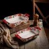 my-11134207-820lb-mivp1hyclkp191.webp Aurahouse Butterfly Flower Ceramic Baking Tray | Double-Handled, Microwave & Oven Safe, High-Temperature Resistant