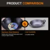 DESSINO Black Enamel Wok | Thick Cast Iron Kuali | Dual Handle Heavy Duty Cooking Wok