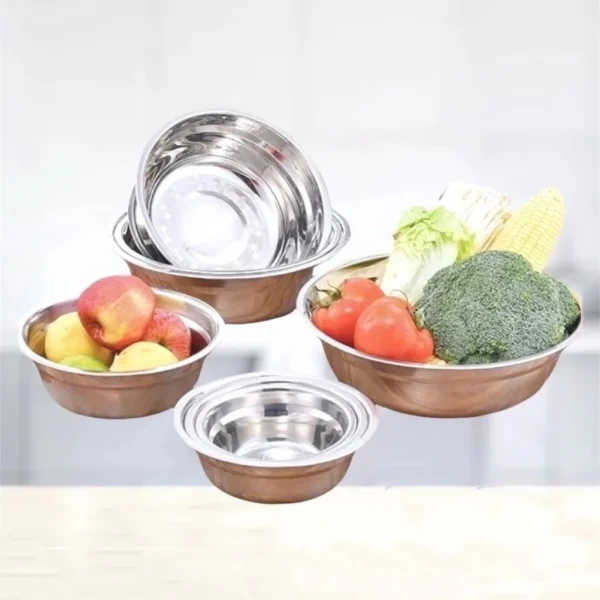 Stainless Steel Round Bowl | 16cm–26cm Mixing & Serving Bowl | Multi-Size Kitchen Bowl
