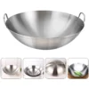 Silver Enamel Wok | Stainless Steel Kuali | Ridged Iron Cooking Wok Durable Kitchen Pan