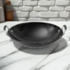 DESSINO Black Enamel Wok | Thick Cast Iron Kuali | Dual Handle Heavy Duty Cooking Wok