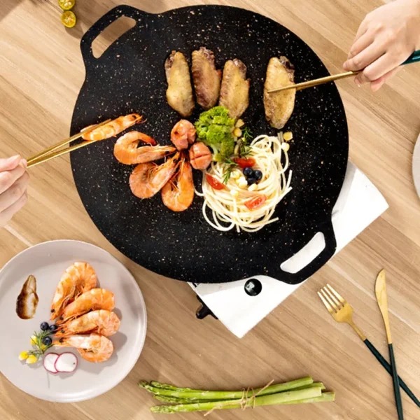 Korean Non-Stick Smokeless Grill Pan | BBQ Frying Pan | Indoor & Outdoor Camping Grill Plate